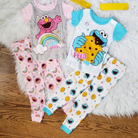 Sesame Street Pajamas New Toddler Girl Sesame Street Elmo Cookie Monster Pajamas 2 Pair Long